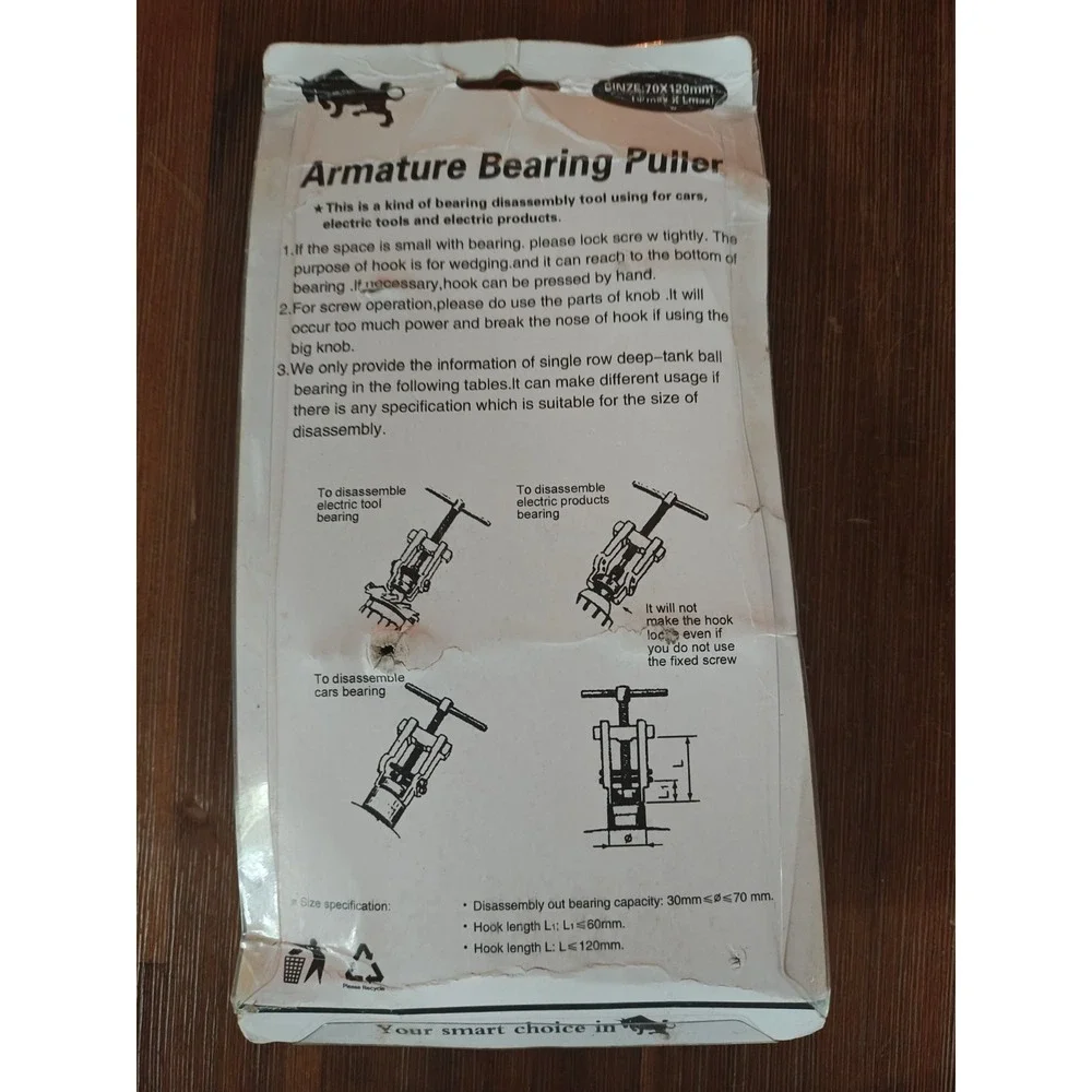 Two‎ Jaws Car Gear Puller Armature Bearing Forging Extractor Removal 70x120mm - Picture 3 of 3